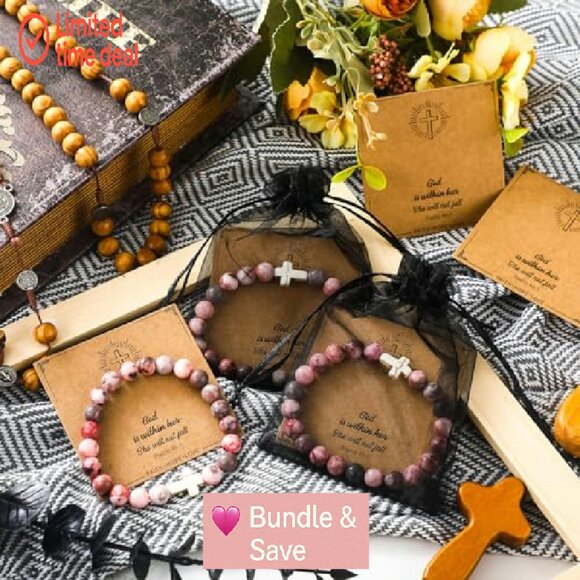 12-Piece Agate Christian Bracelet Set with Bible Verse Cards - Picture 4 of 8